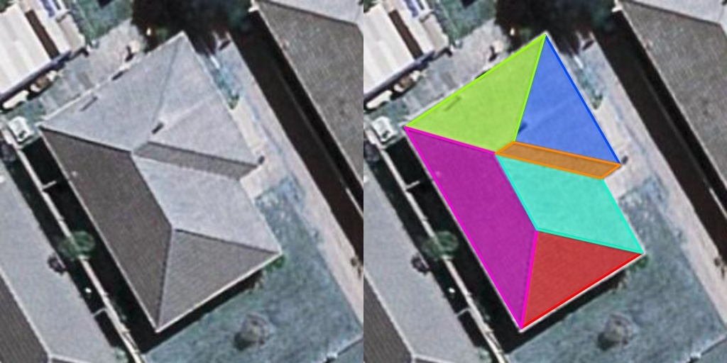 AI roof detection - before and after comparison